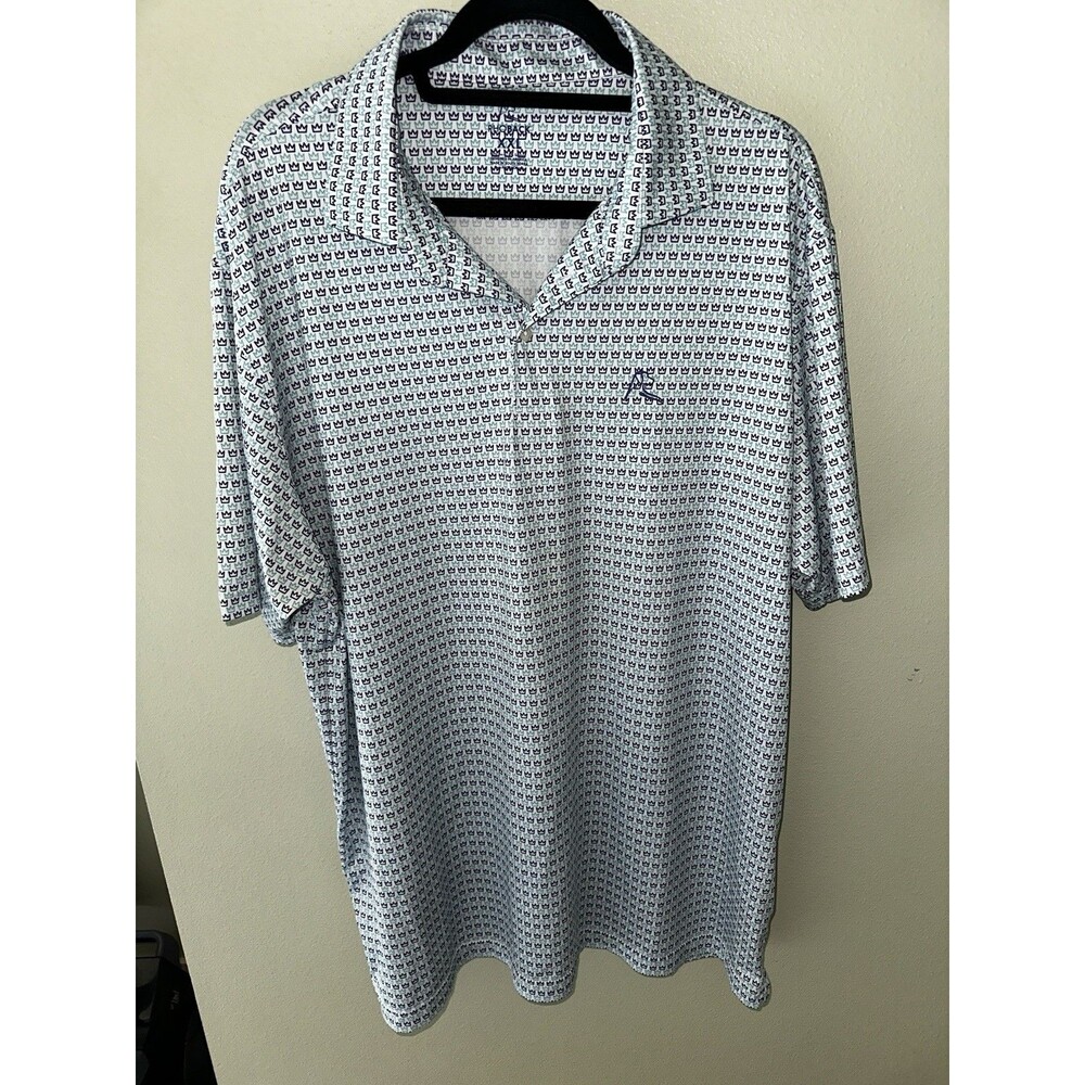 Rhoback The Queen City Charlotte Polo Men’s Shirt Mini Crowns Pattern Size XXL